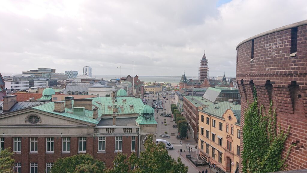 View of Helsingborg city from Terasstrapporna on Landborgen